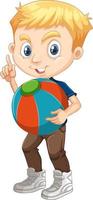 Blonde boy holding color ball vector