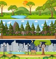 Set of different nature horizontal scenes vector