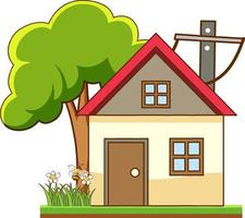 Front of a little house with many tree isolated on white background vector