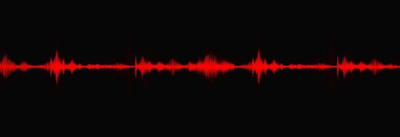 escala de Richter baja y alta de onda de sonido digital rojo sangre sobre fondo negro, diagrama de onda de tecnología y terremoto y concepto de corazón en movimiento, diseño para estudio de música y ciencia, ilustración vectorial. vector