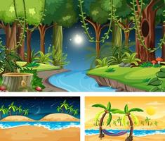 Set of different nature horizontal scenes vector