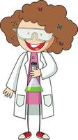 Little scientist doodle cartoon character isolated vector