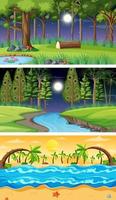 Set of different nature horizontal scenes vector