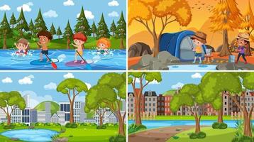 Set of different nature background scenes vector