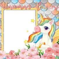 Blank banner with beautiful pegasus cartoon character vector