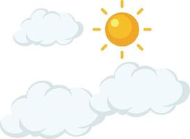 Sun with cloud cartoon style on white background vector