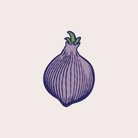 cebolla chalota francesa o allium cepa, aggregatum. Icono de objeto dibujado a mano de tinta de contorno a mano alzada incompleto. comida sana orgánica. vegetales verdes. Ilustración de vector dibujado a mano. estilo retro.