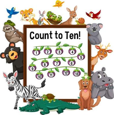 Count to ten board with wild animals