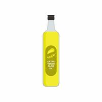 Extra virgin olive oil illustration. Steel can with olive oil, green bottle. Food concept in flat cartoon style. Illustration can be used for topics like agriculture, natural food, eco production vector