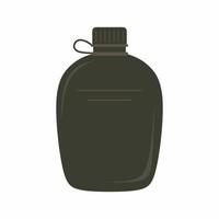 Bottle of water sport. Army water canteen icon illustration in flat design style. Tourists gear. Vector reusable bottle isolated on white background. Water container, flask symbol