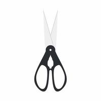 Black scissors isolated on white background. Household tool. Scissors for paper, haircuts, construction etc. Cooking symbol on scissors icon cartoon design. Vector concept in flat retro style