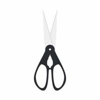 Black scissors isolated on white background. Household tool. Scissors for paper, haircuts, construction etc. Cooking symbol on scissors icon cartoon design. Vector concept in flat retro style