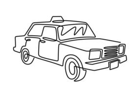 coche retro en estilo de dibujo de arte de línea continua. coche sedán clásico aislado sobre fondo blanco. estilo minimalista del bosquejo lineal negro minimalista del automóvil de la vendimia. ilustración vectorial vector