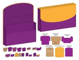 diseño de plantilla troquelada de embalaje de caja. Maqueta 3d vector