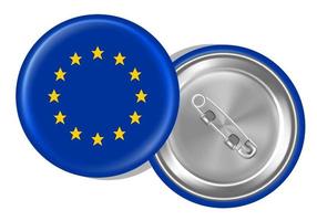 europe flag round brooch pin front and back vector