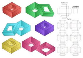 diseño de plantilla troquelada de embalaje de caja. Maqueta 3d vector