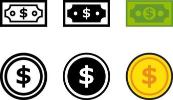 Paper Currency and Coin Set vector