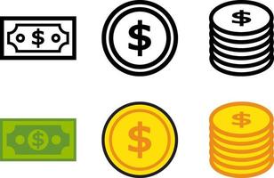 Paper Currency and Coin Set vector