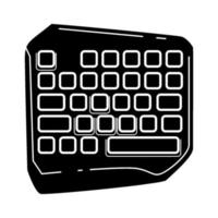 icono de glifo de teclado de juego. equipo de esports. teclado de computadora corto. dispositivo de juego. símbolo de silueta. espacio negativo. vector ilustración aislada