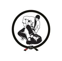 diseño de personajes de posición de bloqueo de jiu jitsu jujitsu