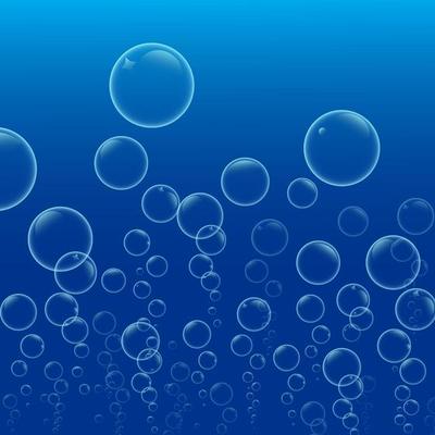 Abstract background shows the bubbles are rising from the sea or ocean on a blue background.