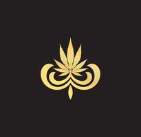 diseño de logotipo de marihuana cannabis de lujo dorado vector