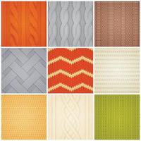 Realistic Knitted Patterns Samples Set Vector Illustration