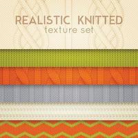 Realistic Knitted Patterns Horizontal Layers Vector Illustration