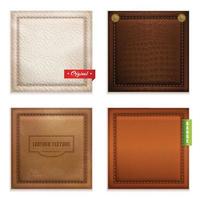 Realistic Genuine Leather Texture  Set Vector Illustration