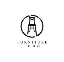 logotipo de muebles con diseño de silla de madera vector