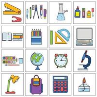 Set of school and office stationery in flat style vector