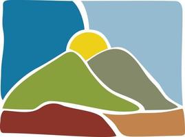 Kids painting mountain landscape design vector