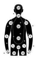 silueta humana pistola disparando objetivos de papel vector