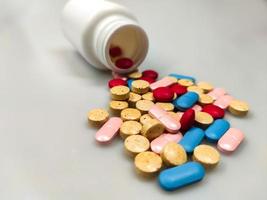 Colorful pills on the table photo