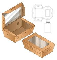 diseño de plantilla troquelada de embalaje de caja. Maqueta 3d vector