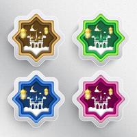 Ramadan badge collection in papercut style vector