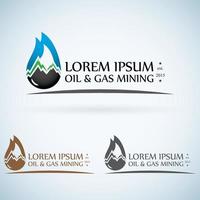 OIl gas company vector logo design template color set. fire oil drop with mountains abstract symbol concept icon.