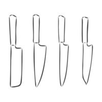 Kitchen knife sketch. knife vector sketch on a white background