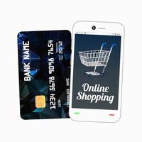 smartphone with credit card vector