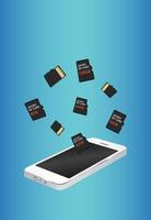 Smartphone with micro SD memory card vector