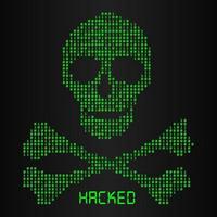 digital binary code in skull and bone danger icon vector