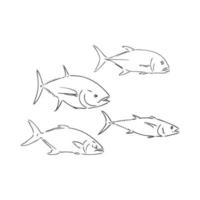 ilustración vectorial de atún. La ilustración vectorial se puede utilizar para crear logotipos y emblemas para clubes de pesca, impresiones, web y otras artesanías. boceto de vector de atún sobre fondo blanco