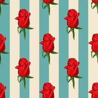 Seamless floral pattern with red roses vector