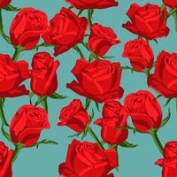 Seamless floral pattern with red roses vector