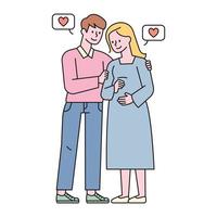 A couple celebrating their pregnancy. flat design style minimal vector illustration.