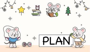 A cute rat character planning a hard day. hand drawn style vector design illustrations.