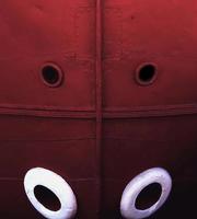 The bow of a red ship photo