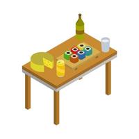 Table With Isometric Food vector