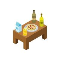 mesa con comida isométrica vector