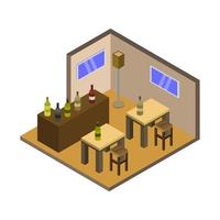 isometric bar room on background vector